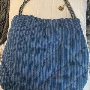 Blue Quilted Chain Strap Bag